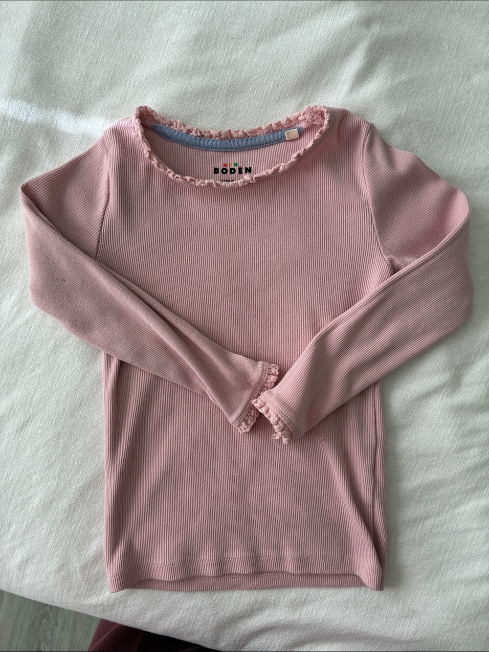 Mini Boden Girls Longsleeve Ribbed Shirt 5-6 Years